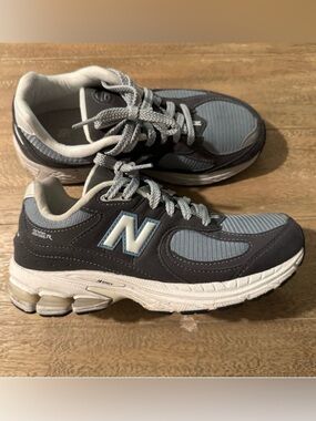 New Balance Kids Gray and Light Blue 2002R Sneakers